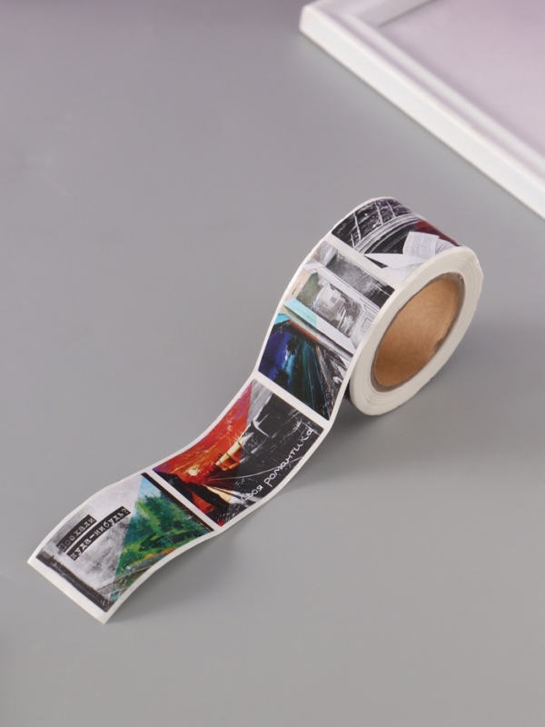 Наклейка бумага "Романтика поездов" 3х5 см 200 шт в рулоне