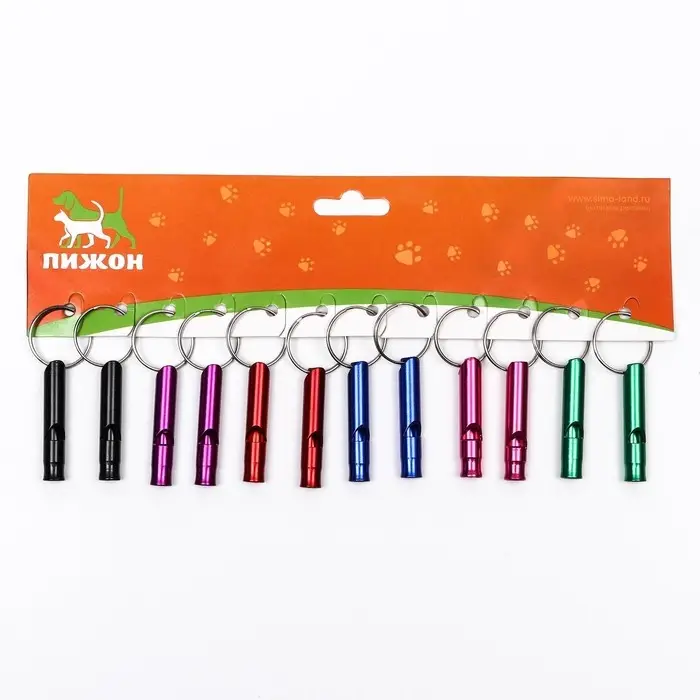 Свисток металлический малый для собак, 4,6 х 0,8 см, фасовка 12 шт, микс цветов