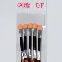 Набор аппликаторов для теней, с кистью, двусторонние, 5 шт, 7,5 см, цвет чёрный/серебристый