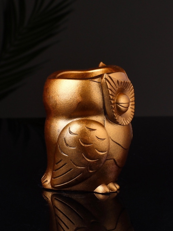 Кашпо "Сова" 10х7 см, цвет бронза