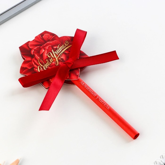 Эко-ручка шариковая в открытке &laquo;Учителю: С Днём Учителя&raquo;, синяя паста