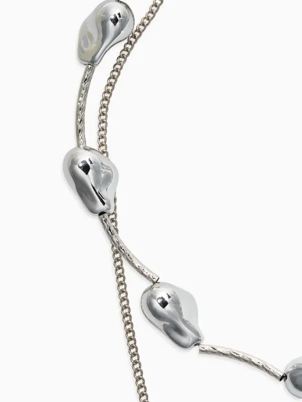 Колье "Борокко", цепь, 2 яруса, цвет серебро