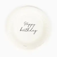 Тарелка одноразовая бумажная &laquo;Happy Birthday&raquo;, белая, 18 см