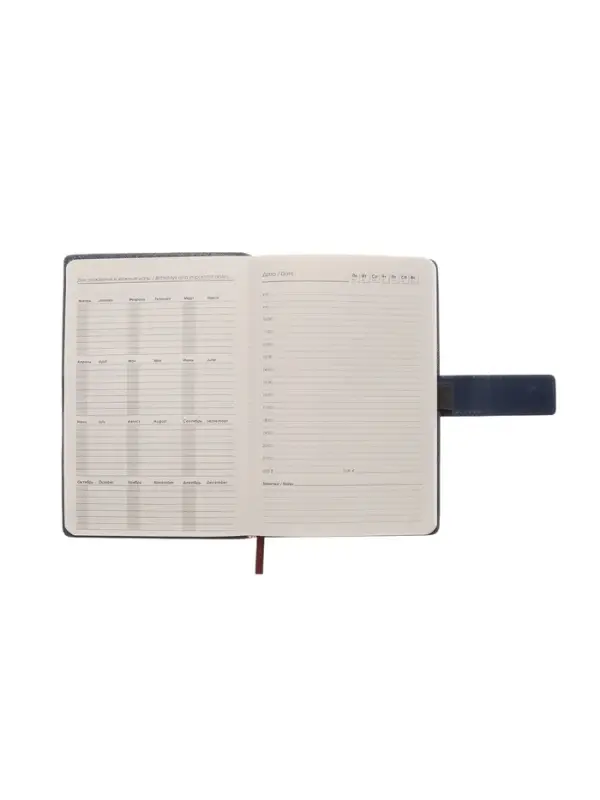 Ежедневник недатированный формат А5, с хлястиком, 128л, линия, пвх, Синий