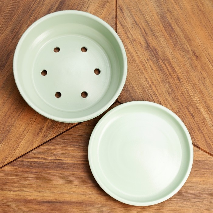 Горшок бонсайница "Лофт" для кактусов и суккулентов, зеленый, 3,5 л