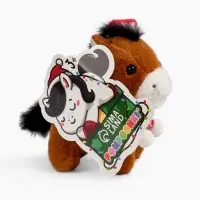 POMPOSHKI мягкая игрушка Лошадка, в шапочке, коричневая