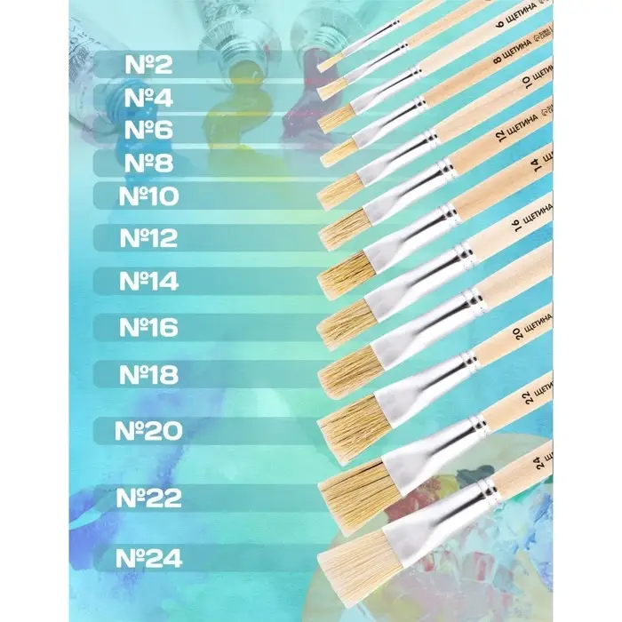 Кисть для рисования, Щетина плоская № 8 (ширина обоймы 8 мм; длина волоса 16 мм), деревянная ручка, Calligrata