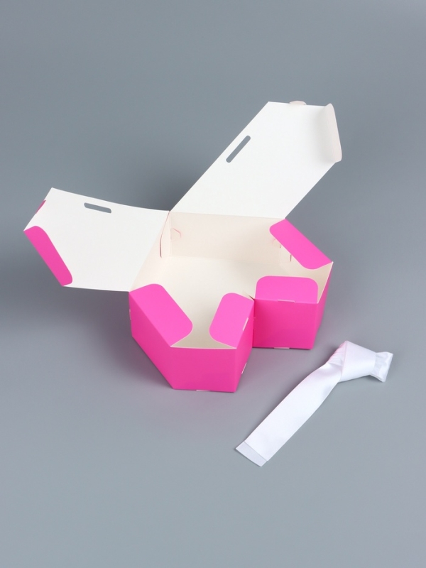 Коробка самосборная сердце, 17 х 17 х 6 см, розовая