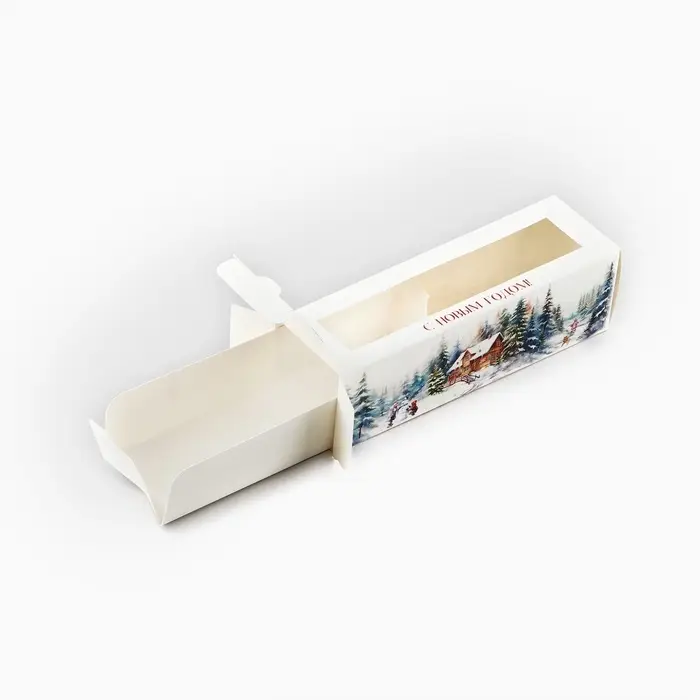 Коробочка для макарун &laquo;Снежные домики&raquo; 18 х 5.5 х 5.5 см