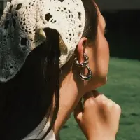 Набор серьги и каффы "Леопард" жгутик, цвет серебро