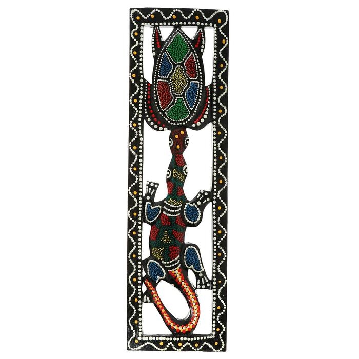 Панно "Черепашка и ящерица" дерево 50х15х1 см  МИКС