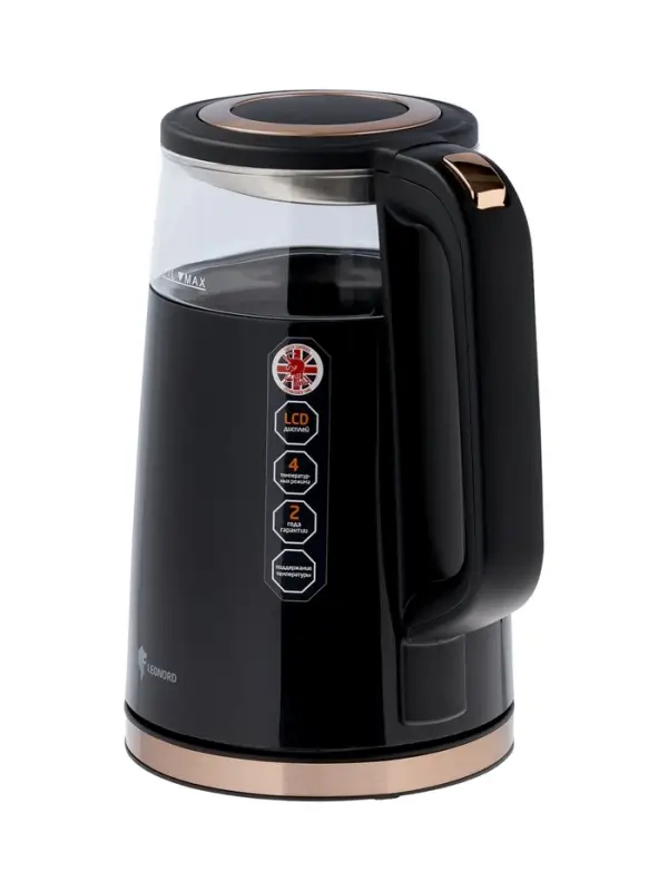 Чайник электрический Leonord LE-1511, 1.7л,дисплей, поддержание температуры 40-100℃,черный