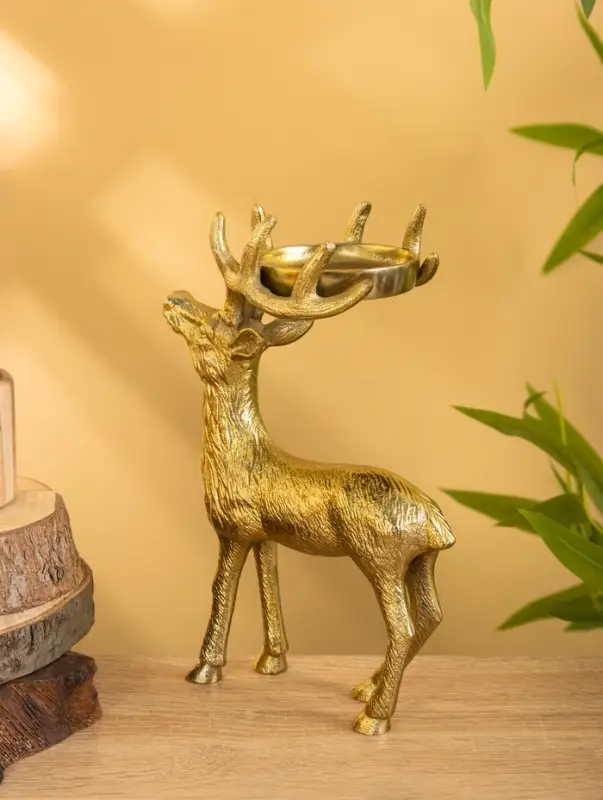 Подсвечник "Сохатый" 15,5х9х22,5 см, алюминий, золотой