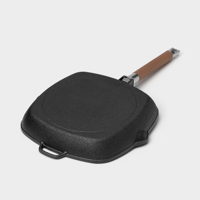 Сковорода-гриль чугунная Wild Kitchen, 26&times;26 см, лопатка и губка в комплекте