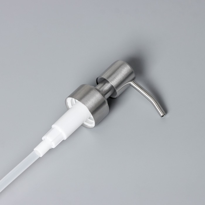 Помпа для дозатора, нержавеющая сталь, диаметр резьбы 28 мм, длина палочки 20 см, цвет серебристый