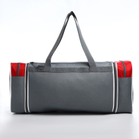 Сумка спортивная на молнии, с увеличением, 3 наружных кармана, длинный ремень, большой размер, цвет серый/красный