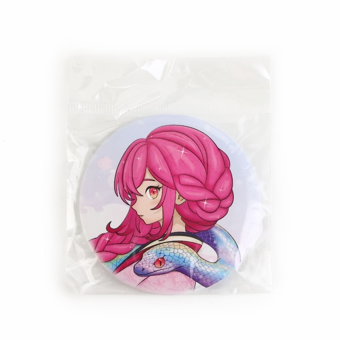 Зеркало карманное новогоднее &laquo;Новый год: Аниме со змейкой&raquo;, диам.7 см