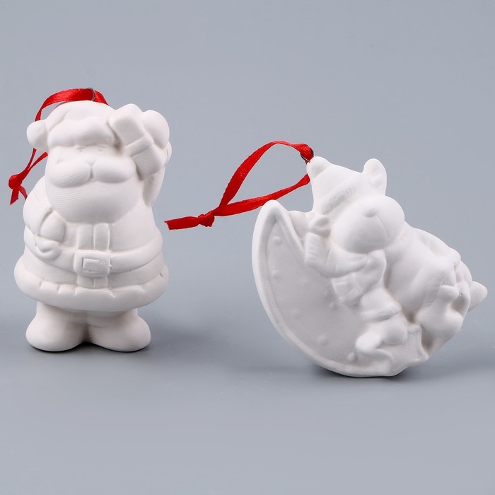 Набор ёлочных украшений под раскраску &laquo;Волшебный&raquo;, 4 шт., с подвесом, кисть