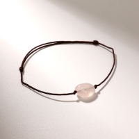 Браслет желаний &laquo;Кварц розовый&raquo; на коричневой нити, длина регулируется