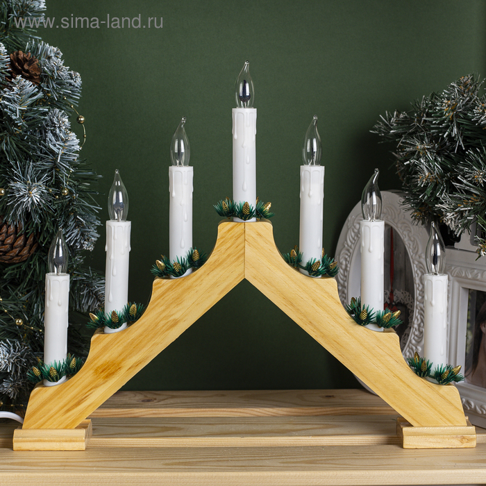 Светодиодная фигура &laquo;Рождественская горка&raquo; 39.5 &times; 33 &times; 5 см, дерево, 220 В, эффект пламени