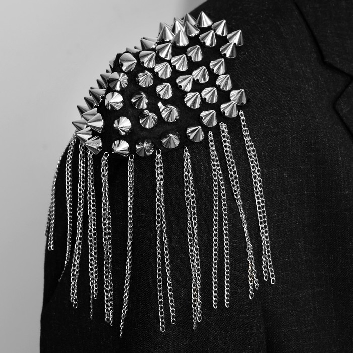 Брошь "Эполет" шипы, цвет серебро