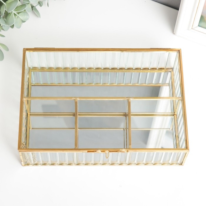 Шкатулка-органайзер  стекло для мелочей "Волны" 6х16,5х23 см