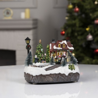 Светодиодная фигура &laquo;Новогодний город&raquo; 19 &times; 17 &times; 13 см, полистоун, батарейки ААх3 (не в комплекте), USB, свечение тёплое белое