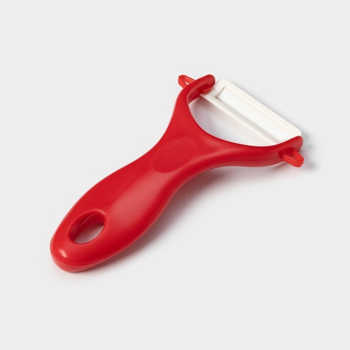 Набор кухонных принадлежностей Доляна &laquo;Нарцисс&raquo;, 3 предмета: 2 ножа с антиналипающим покрытием, лезвие 12 см, овощечистка, 20&times;4 см, цвет красный