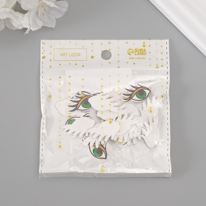 Декор для творчества дерево "Зелёные глаза" набор 20 шт 2,4х1,5 см