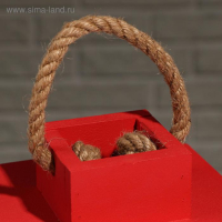 Кашпо деревянное "Фонарь", ручка верёвка, красный, 16&times;16&times;30 см