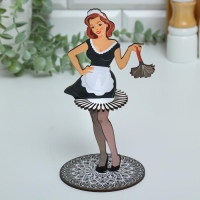 Салфетница деревянная &laquo;Девушка горничная&raquo;, цветная наклейка