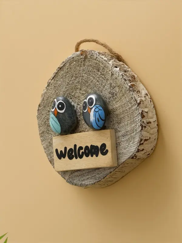 Панно "WELCOME" дерево 15х3х15 см, цв. серый