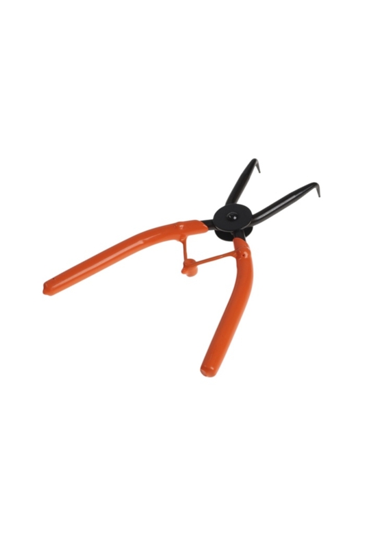 Съемник внутренних стопорных колец ТУНДРА, удлиненные изогнутые губки на сжим, 180 мм