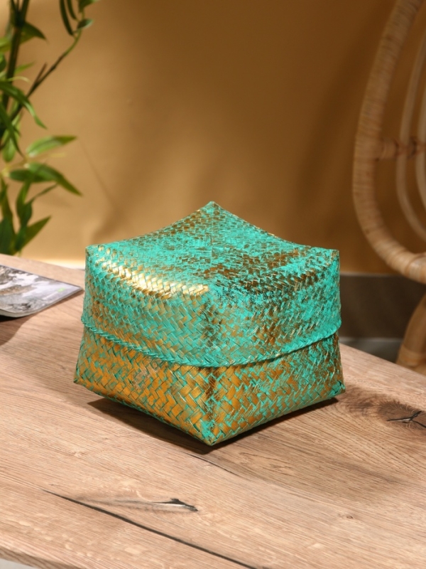 Корзинка плетеная "Голден мини" 19х19х14 см, голубой