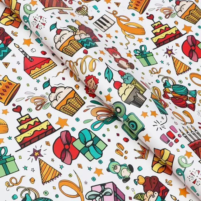 Бумага упаковочная глянцевая &laquo;Угощения&raquo;, 70&times;100 см