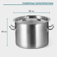 Кастрюля из нержавеющей стали Hanna Kn&ouml;vell с крышкой, 10 л, d=25 см, h=18 см, толщина 0,8мм, дно ТРС, толщина дна 4,4 мм, 201 сталь, индукция