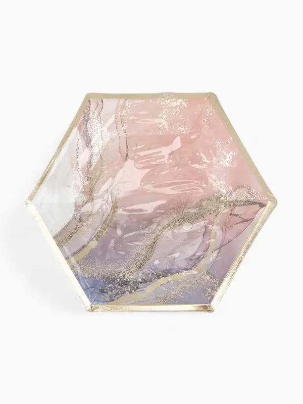 Набор тарелок мрамор розовый 23 см. (10 шт)