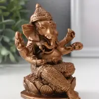 Фигура &laquo;Ганеш на лотосе&raquo;, 10.5&times;9&times;8 см, бронза