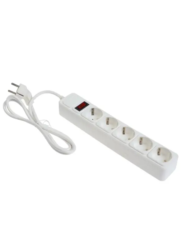 Сетевой фильтр СТАРТ, 5 розеток, 1,5 м, 10А, ПВС 3*0,75 мм2, с з/з, с выкл, IP 20, белый