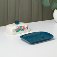 Маслёнка Доляна &laquo;Тропики&raquo;, 17&times;12,5&times;8 см, цвет белый