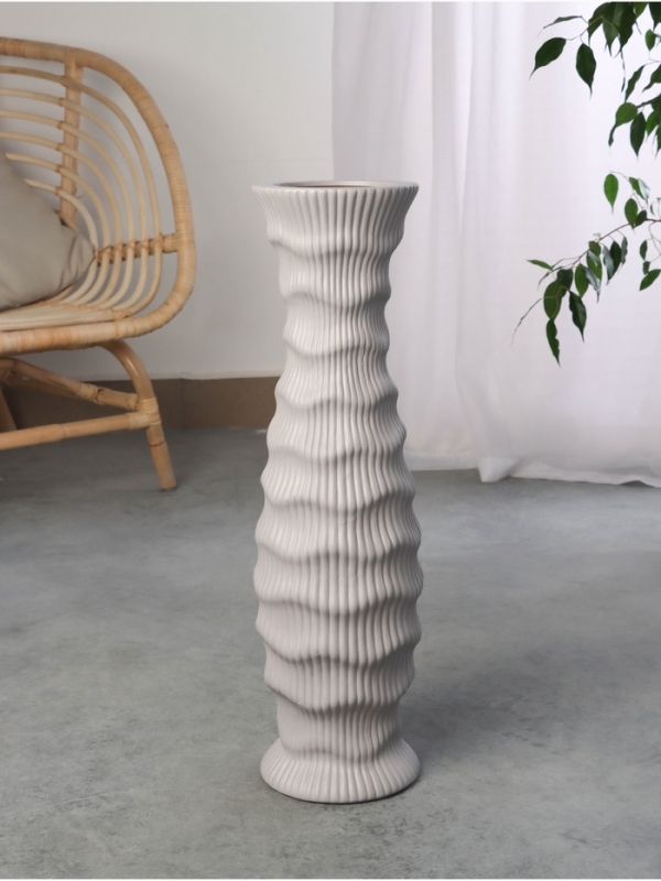 Ваза керамика напольная "Каро" 58х13 см, серый