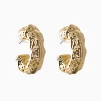 Серьги пластик &laquo;Мятые&raquo; кольца, цвет золото