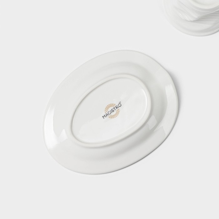 Кофейная пара фарфоровая Magistro &laquo;Бланш&raquo;, 2 предмета: чашка 80 мл, блюдце 13&times;10,5 см