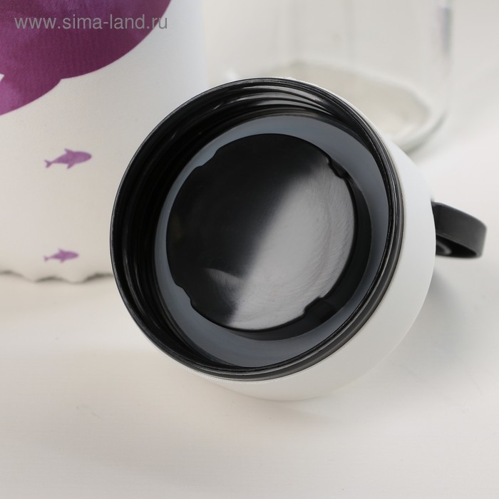 Бутылка для воды стеклянная с ручкой в чехле &laquo;Кит&raquo;, 500 мл, h=23,5 см, рисунок МИКС