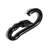 Карабин монтажный с фиксатором ТУНДРА krep, DIN5299D, 7&times;70 мм, черный, 1 шт.