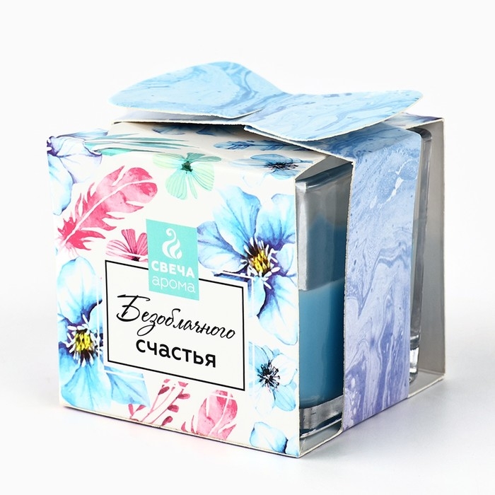 Ароматическая свеча &laquo;Безоблачного счастья&raquo;, аромат цветочный, 5,3 х 5,3 х 5,5 см.