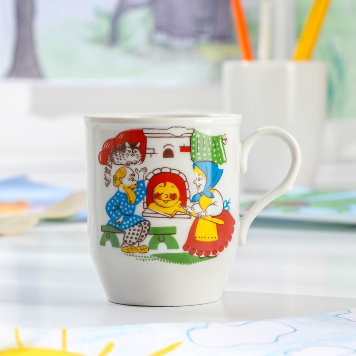 Кружка фарфоровая &laquo;Русское поле. Весёлый Колобок&raquo;, 210 мл, d=7 см, рисунок МИКС