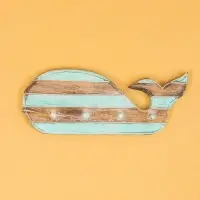 Вешалка &laquo;Кит&raquo;, с 3 крючками, 44&times;6&times;18 см, дерево, бирюзовая