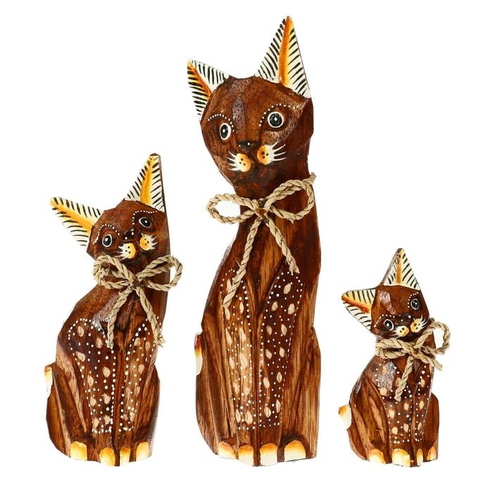 Сувенирный набор "Коричневые кошечки" дерево (высота 20,15,12 см)
