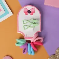 Набор для волос "Карамель" (10 резинок 1,5 см, 2 зажима 3 см) сердечки, зелёный